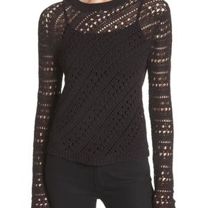 Theory Women’s Long Sleeve Crochet Crewneck